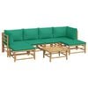 vidaXL Garden Lounge Set Bamboo and Green Bamboo, Polyester Medium