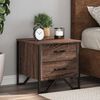 vidaXL Bedside Cabinet Set of 2 Brown Oak Engineered Wood, Metal