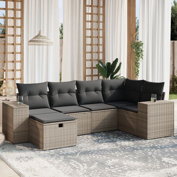 vidaXL Garden Sofa Set Grey Poly rattan Large Modular Garden Sofa Set