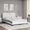 vidaXL Bed Frame White Faux Leather, Metal, Solid Pine Wood, Plywood