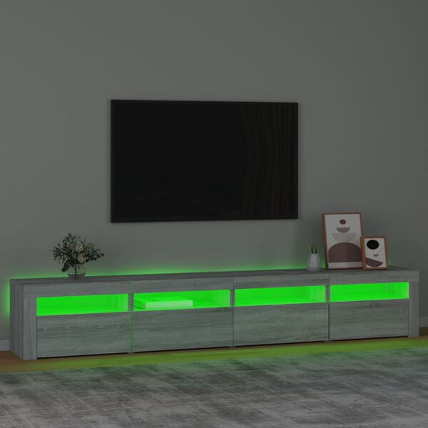 vidaXL TV Cabinet Grey sonoma Engineered wood Large Lights TV Cabinet