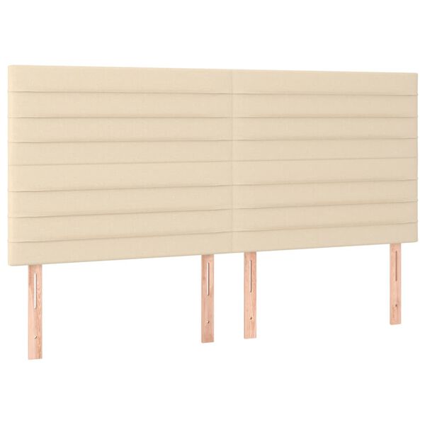 vidaXL LED Headboard Cream Polyester, Engineered Wood, Larch Wood, Foam