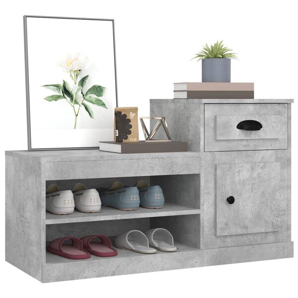 vidaXL Shoe Cabinet Concrete Grey Engineered Wood Large Shoe Cabinet