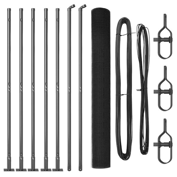 vidaXL Fence with Posts Gray 59.1" x 393.7" Steel