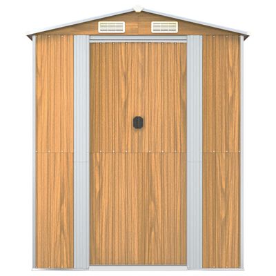 vidaXL Garden Shed Light Brown 75.6"x402"x87.8" Galvanized Steel