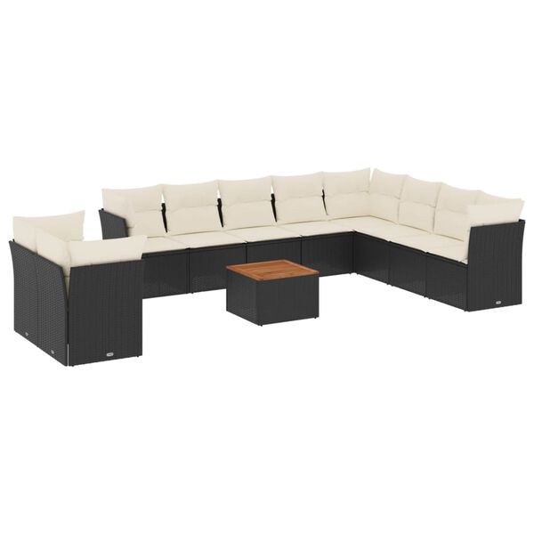 vidaXL Garden Sofa Set Black Poly rattan Large Modular Garden Sofa Set