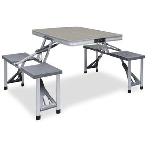vidaXL Folding Camping Table with 4 Seats Steel Aluminium