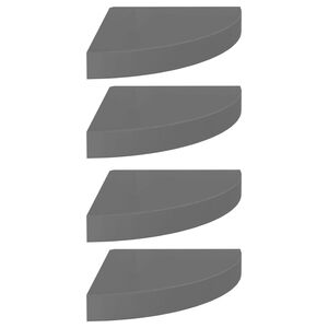 vidaXL Corner Shelf Set of 4 High gloss grey Honeycomb MDF, metal