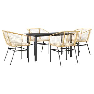 vidaXL Garden Dining Set Brown PE Rattan 5 Piece Set