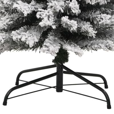 vidaXL Slim Artificial Christmas Tree with Flocked Snow Green 7 ft PVC
