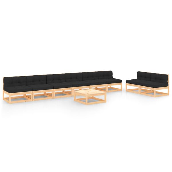 vidaXL Garden Lounge Set Natural wood, Anthracite