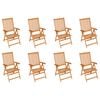 vidaXL Garden Chair Set of 8 Grey cushions, Natural wood