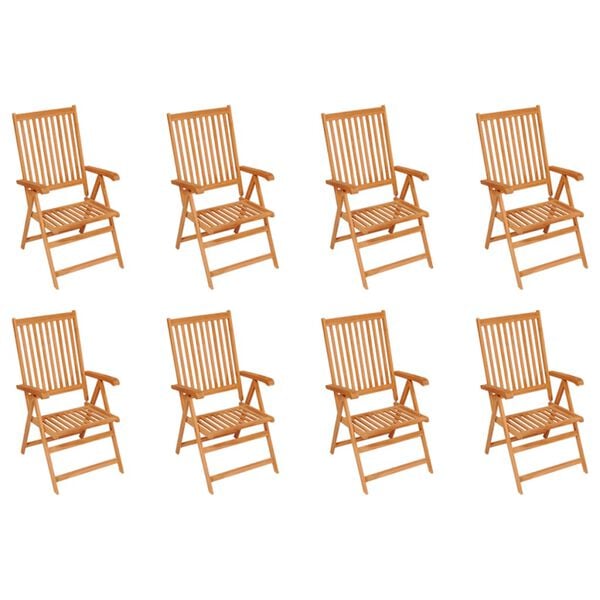 vidaXL Garden Chair Set of 8 Grey cushions, Natural wood