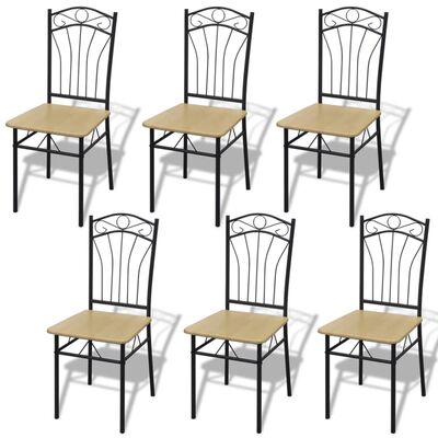 Dining Set 1 Table with 6 Chairs Light Brown