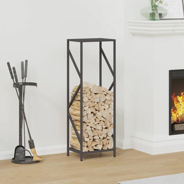 vidaXL Firewood Rack Black 13.4x9.8x39.4" Cold-rolled steel