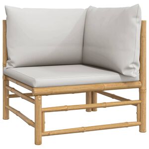 vidaXL Garden Corner Sofa Light gray Bamboo Medium Modular Corner Sofa