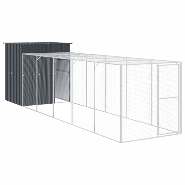 vidaXL Chicken Cage Anthracite Galvanized steel 65.0 x 259.8 x 71.3 in