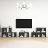 vidaXL TV Cabinet Set High Gloss Gray Engineered Wood Gray TV Cabinets