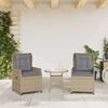 vidaXL Reclining Patio Chairs 2 pcs Beige Poly Rattan