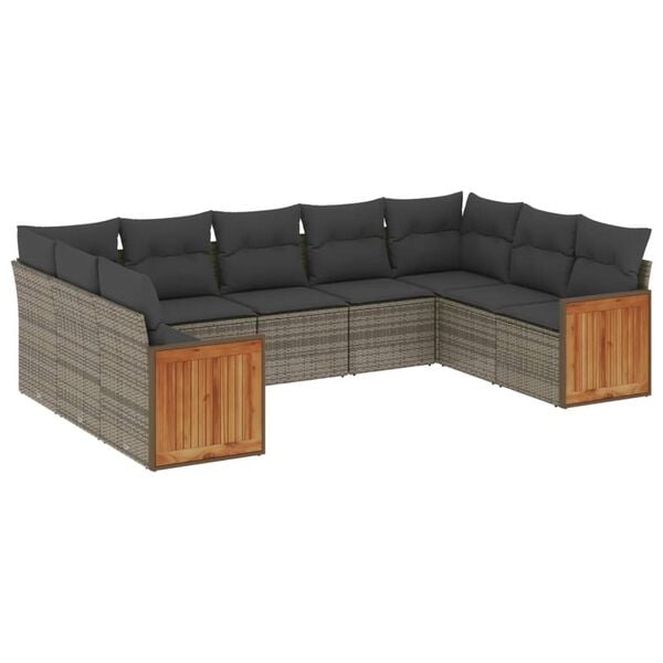 vidaXL Garden Sofa Set Grey PE rattan Large Modular Garden Sofa Set