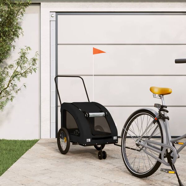 vidaXL Pet Bike Trailer Black Oxford fabric Compact Durable