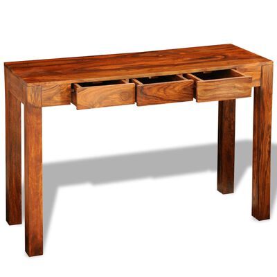 vidaXL Console Table with 3 Drawers 31.5" Solid Sheesham Wood