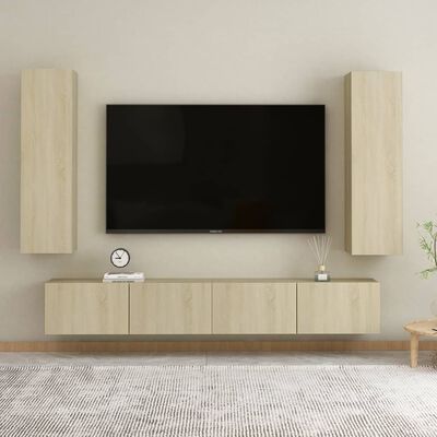vidaXL 4 Piece TV Cabinet Set Sonoma Oak Chipboard