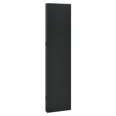 Single tall black perforated panel with vertical dimensions