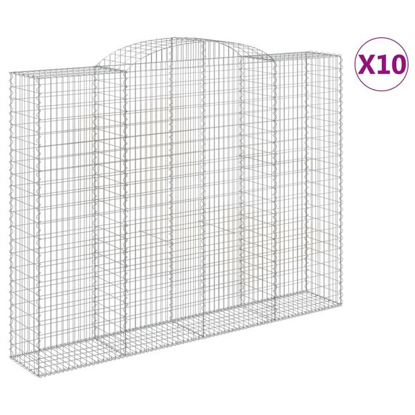 vidaXL Arched Gabion Baskets 10 pcs 118.1x19.7x220/240" Galvanised Iron