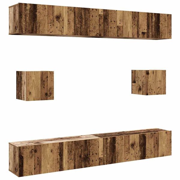 vidaXL TV Cabinet Set Set of 6 Old wood Engineered wood Large