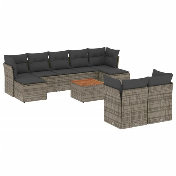 vidaXL Garden Sofa Set Grey PE rattan Modular Removable Covers