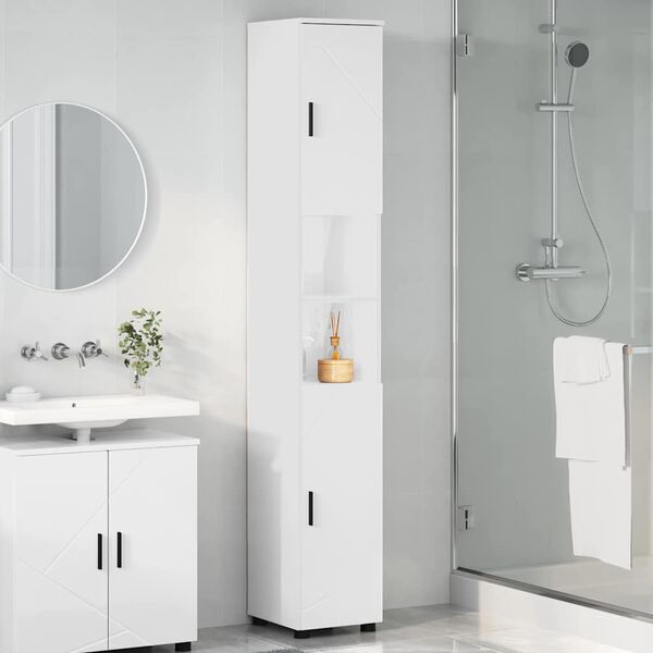 vidaXL Bathroom Tall Cabinet High gloss white 30 x 35 x 192 cm