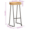 vidaXL Gavin Bar Stool Set of 2 Brown and black Solid mango wood and iron