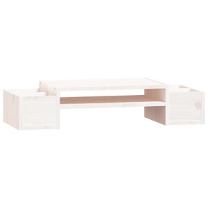 vidaXL Monitor Stand White 27.6x10.8x5.9" Solid Wood Pine