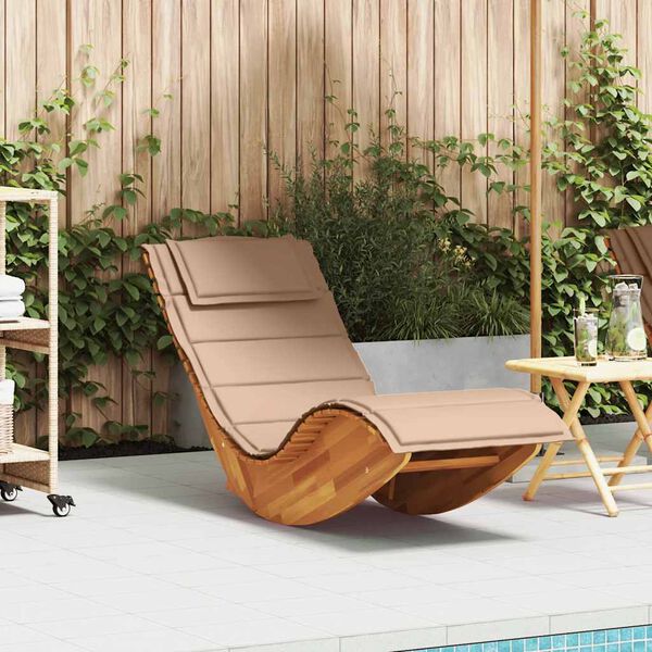 vidaXL Rocking Sun Lounger with Cushion Solid Wood Acacia