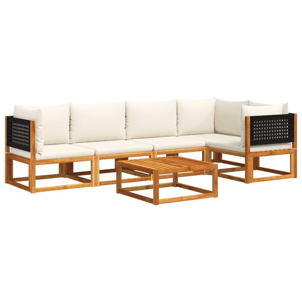 vidaXL Garden Sofa Set Black Solid Acacia wood Medium Modular