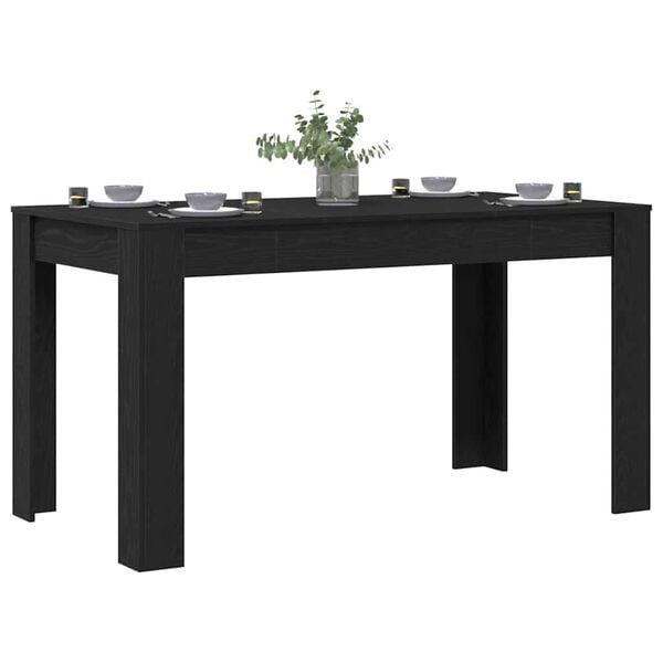 vidaXL Dining Table Black Oak 55.12 x 29.33 x 29.92 in Poly Rattan