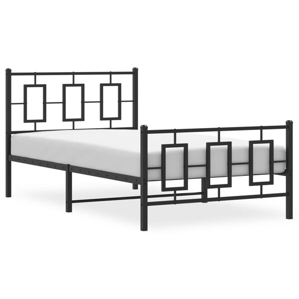 vidaXL Metal Bed Frame without Mattress with Footboard Black 39.4"x74.8"