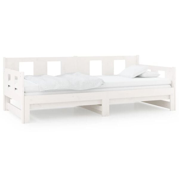 vidaXL Pull-out Day Bed White Solid pine wood 31.5 x 79.0 in