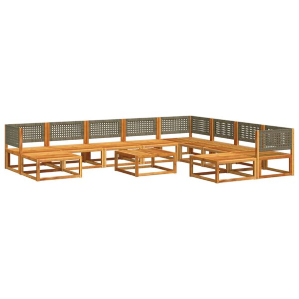 vidaXL Garden Sofa Set Solid Acacia Wood PE Rattan