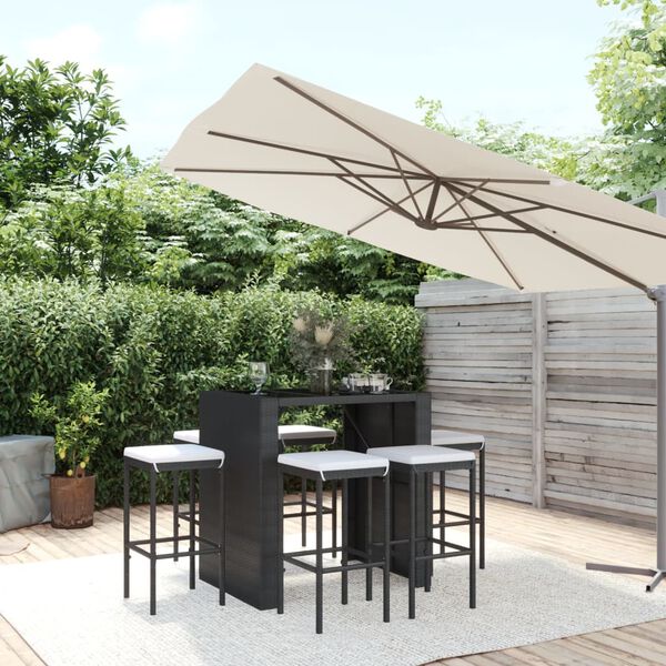 vidaXL Garden Bar Set Black, Cream White
