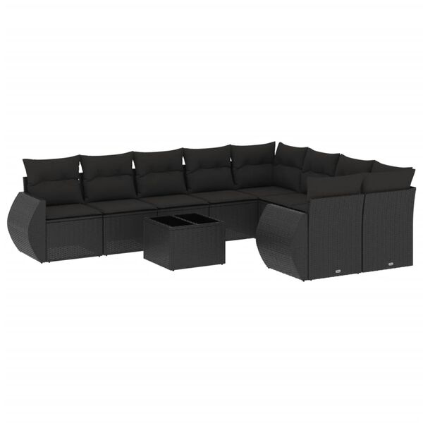 vidaXL Garden Sofa Set Black PE rattan Large Modular Garden Sofa Set