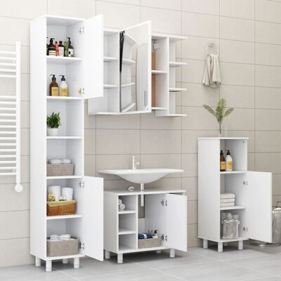 vidaXL Bathroom Cabinet White 11.8"x11.8"x70.5" Engineered Wood