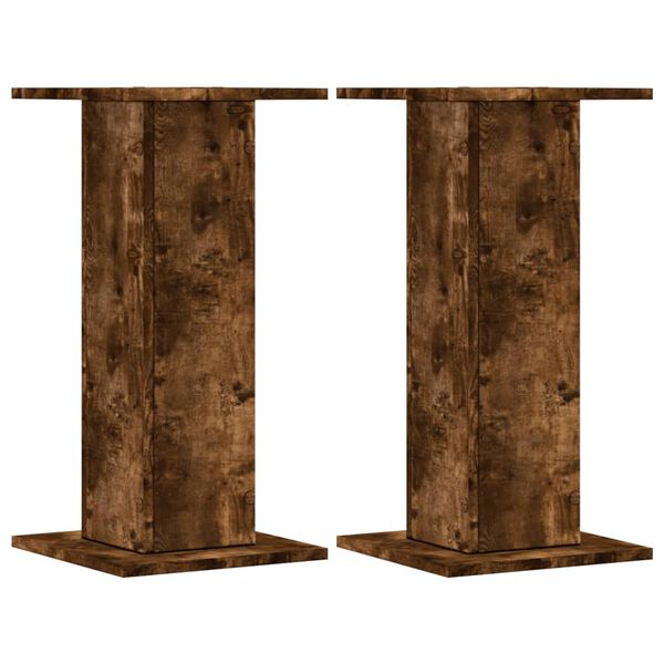 vidaXL Plant Stands 2 pcs Smoked Oak 11.8x11.8x23.6" Engineered Wood