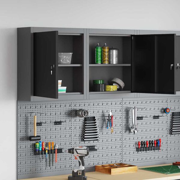 vidaXL Tool Cabinet Black and gray 50 x 20 x 55 cm Powder-coated steel