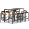 vidaXL Garden Bar Set Black PE rattan, powder-coated steel, tempered glass