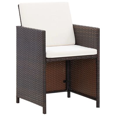 vidaXL Patio Chairs with Cushions 2 pcs Poly Rattan Brown