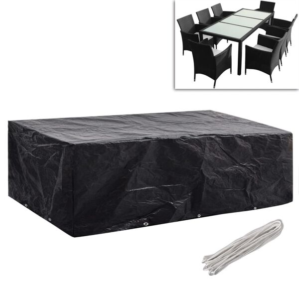 vidaXL Garden Furniture Cover Set of 2 Black Polyethylene Large