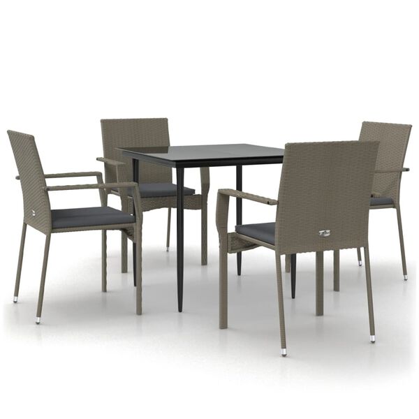 vidaXL Garden Dining Set Black and grey