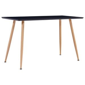 vidaXL Dining Table Black and Oak MDF and Steel